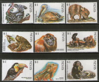 Nevis 1998 Endangered Species Birds Monkey Bear Wildlife Animals Sc 1073 9v MNH # 196