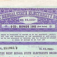 India 1985 West Bengal State Electricity Bonds 3rd Series Rs. 25000 # 10345R