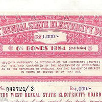 India 1984 West Bengal State Electricity Bonds 2nd Series Rs. 1000 # 10345H
