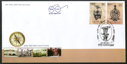 India 2017 Survey of India Map Logo Measuring Instrument 2v Set FDC - Phil India Stamps