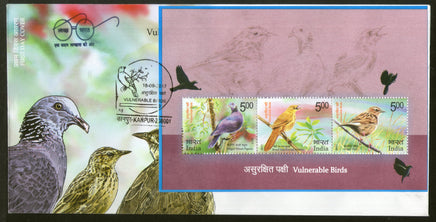 India 2017 Vulnerable Birds Nilgiri Pigeon Warbler Pipit Wildlife Fauna M/s on FDC - Phil India Stamps