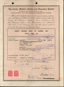 India 1991's Cochin Malabar Estates Industry Ltd Share Certificate+Revenue # FA15