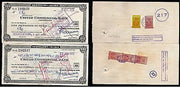 India United Commercial Bank Rs100 Travellers Cheque Singapore Revenue X2 # 6258D