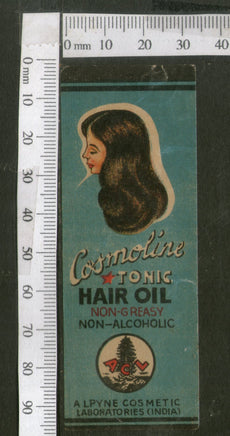 India Vintage Trade Label Cosmoline Essential hair Oil Label Women # LBL80 - Phil India Stamps