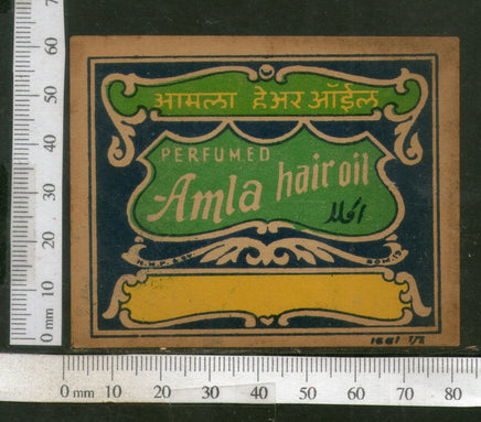 India Vintage Trade Label Amla Essential hair Oil Label # LBL86 - Phil India Stamps