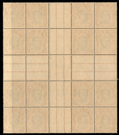 India Patiala State 1Re KG VI Postage Stamp SG 102 / Sc 115 Cross Gutter Pair BLK/4 Cat. £288 MNH - Phil India Stamps