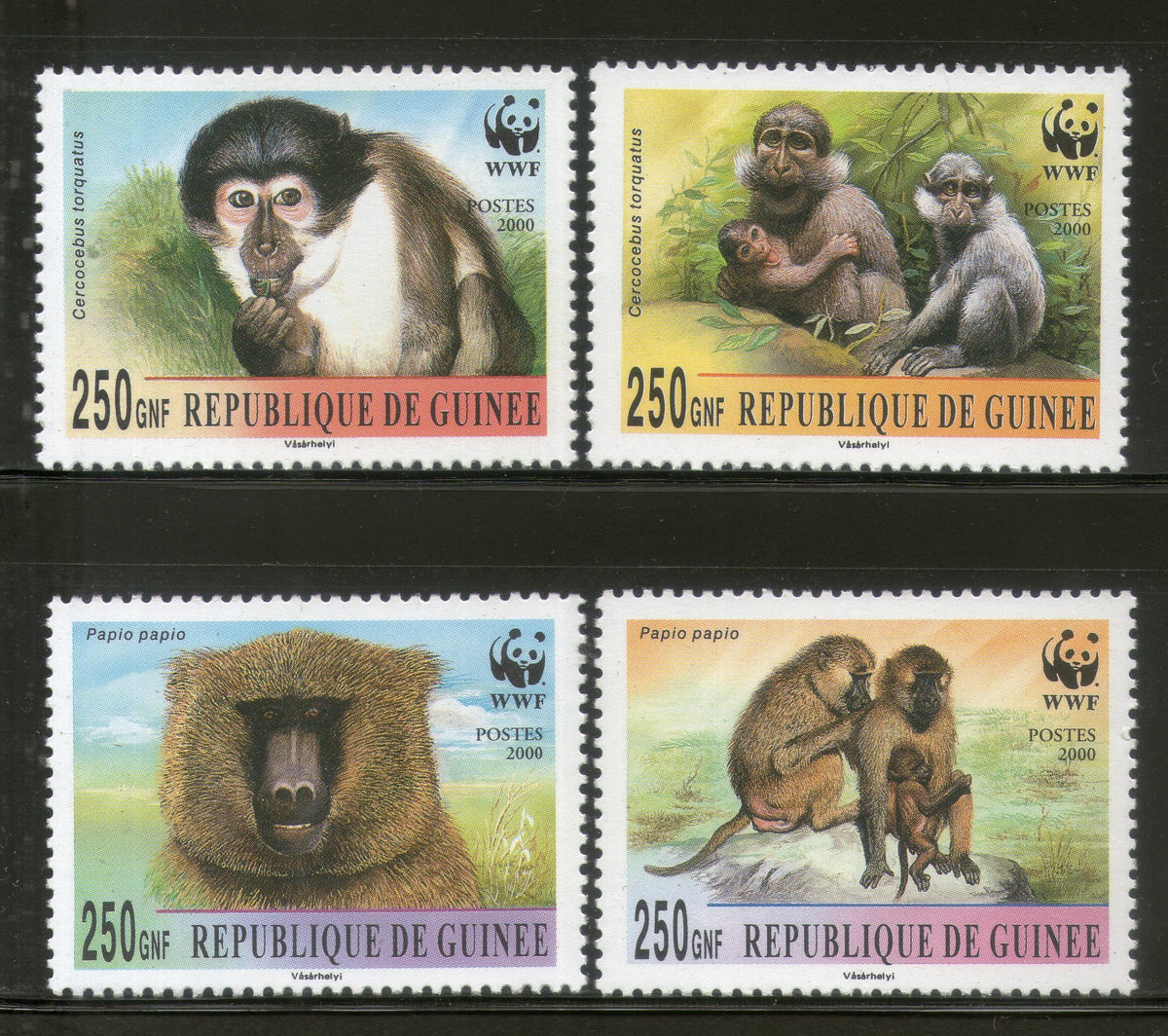 Guinea 2000 WWF Mangabey & Baboon Monkey Wildlife Animal Fauna MNH # 2 ...