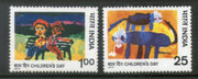 India 1977 National Children's Day Paintings Phila-741-42 MNH