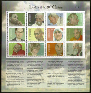 Micronesia 2000 Mahatma Gandhi Teresa Pope John Paul Luther King Dalai Lama Sheetlet MNH # 10135