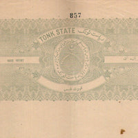 India Fiscal Tonk State 8 As Coat of Arms Stamp Paper TYPE 40 KM 405 # 10302D