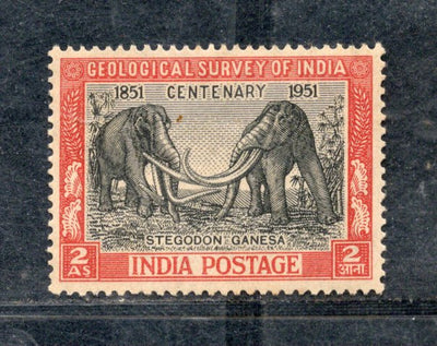 India 1951 Geological Survey of India Elephant Pre Historic Animal Phila-298 Mounted Mint # 1034