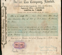 India 1940's Diabari Tea Company Share Certificate with Revenue Stamp # 10385c