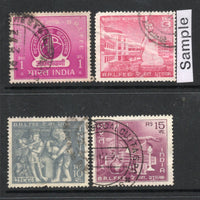 India Fiscal 4 diff. Radio Licence Fee Revenue Stamp Musical Instrument Used  # 1053