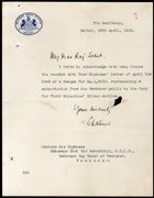 Western India States Agency Crested Letter Signed by Raja Amarsinhji of Wankaner #10932B