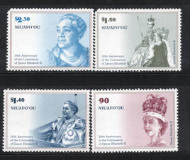 Niuafo’ou Tonga 2003 50th Anni. of Coronation of QE II Sc 250-53 MNH # 10 Faulty