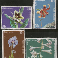 Nepal 1976-77 Flowers Nepalese Lily Plant Flora Sc 321-24 MNH # 115