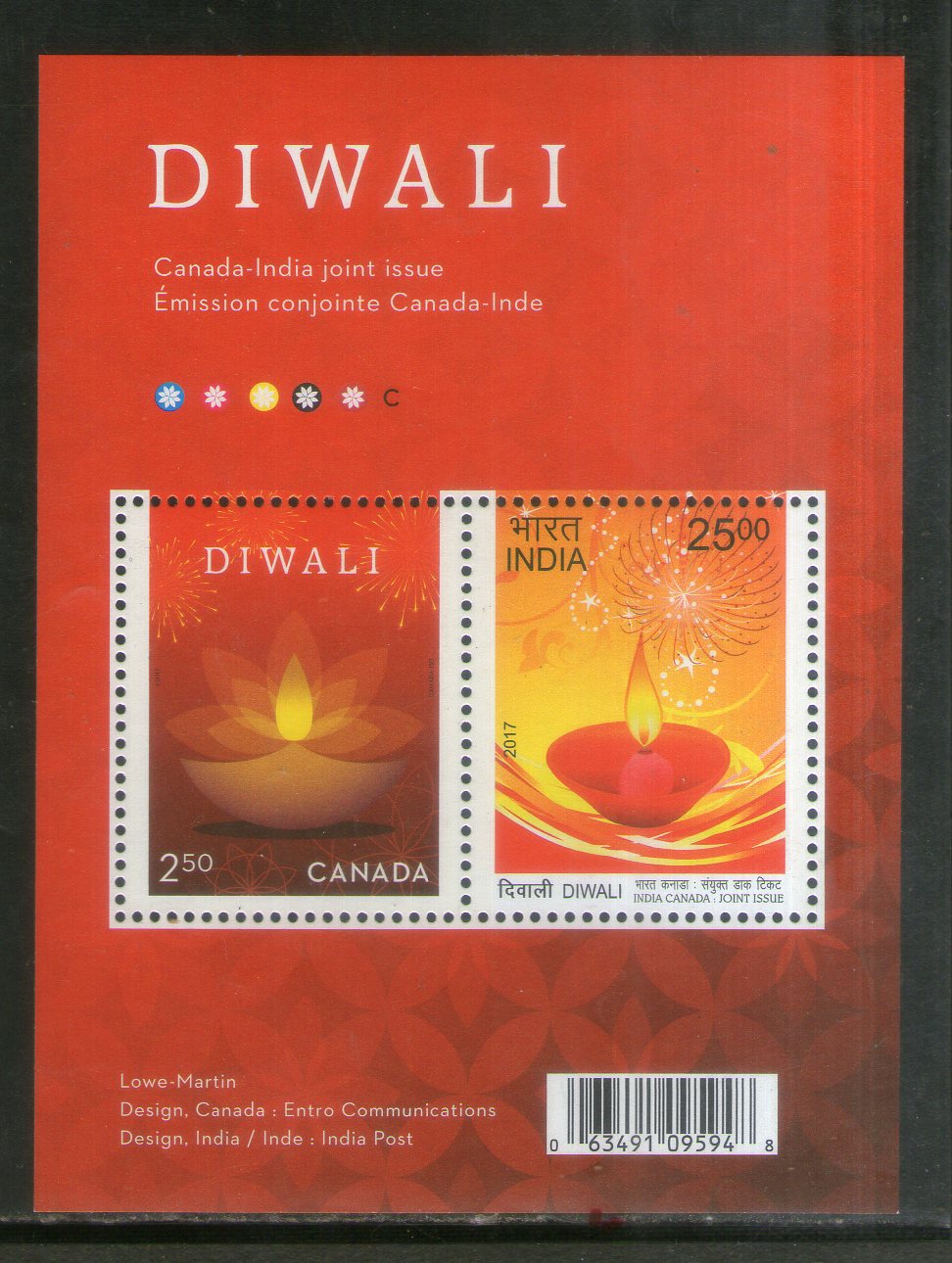 Canada 2017 India Joints Issue Diwali Festival M/s MNH # 12729
