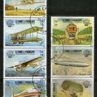 St. Thomas & Prince Is. 1983 Aviation Zeppelin Graf Balloons Transport 7v Cancelled # 12616