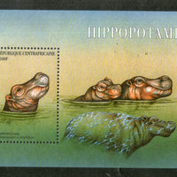 Central African Rep. 2001 Hippopotamus Wildlife Animal Sc 1392 M/s MNH # 12658