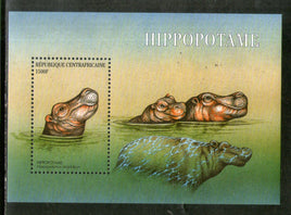 Central African Rep. 2001 Hippopotamus Wildlife Animal Sc 1392 M/s MNH # 12658