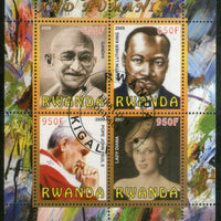 Rwanda 2009 Mahatma Gandhi Diana Pope Cancelled M/s # 12778
