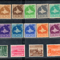 India 1958 3rd Def. Series Map WMK-Ashokan Complete Set of 18v Phila-D52-69 MNH # 12921