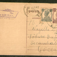 India 1949 ½ An KG VI Postal Stationary Post Card Air Mail Used # 13552