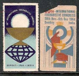 India Cinderella Eucharistic Congress Christianity 2 diff. Label As per Scan # 1415