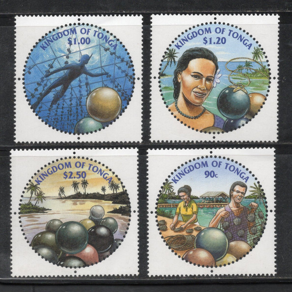 Tonga 2002 Pearl Industry Odd Shaped Sc 1066-69 MNH  # 1450