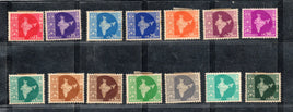 India 1957 3rd Def. Series Map WMK-Star Complete Set of 14v Phila-D38-51 Mounted Mint # 1498