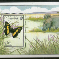 Gambia 1989 Butterflies Moth Insect Hippo Wildlife Animals Sc 845 M/s MNH # 1584