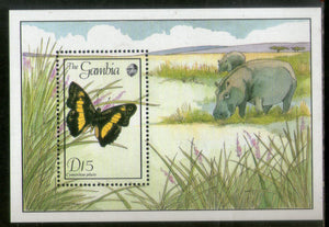 Gambia 1989 Butterflies Moth Insect Hippo Wildlife Animals Sc 845 M/s MNH # 1584