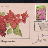 India 1985 Bougainvillea Flower Autographed by Krishna Banerjee, Chief Commissioner of Chandigarh on FDC # 16483