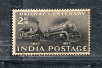 India 1953 Railway Centenary Steam Locomotive Phila-307 Mounted Mint # 1652