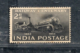 India 1953 Railway Centenary Steam Locomotive Phila-307 Mounted Mint # 1652