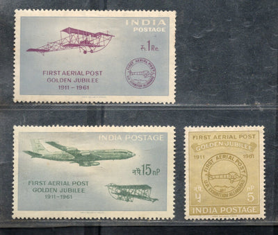 India 1961 Golden Jubilee of First Aerial Post Aeroplanes Phila-350-52 Mounted Mint # 1669