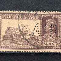 India 1936 4As King George VI Perfin Phila-252 Used Stamp # 1680