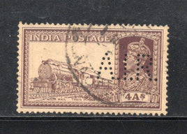 India 1936 4As King George VI Perfin Phila-252 Used Stamp # 1680