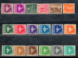 India 1958 3rd Def. Series Map WMK-Ashokan Complete Set of 18v Phila-D52-69 Mounted Mint # 1754