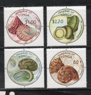 Tonga 2001 Sea Shells Odd Shaped Sc 1055-58 MNH  # 1806