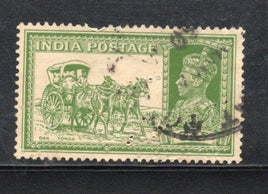 India 1936 3As King George VI Perfin Phila-250 Used Stamp # 1818