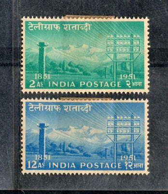 India 1953 Centenary of Indian Telegraph Phila-310-11 Mounted Mint # 1838