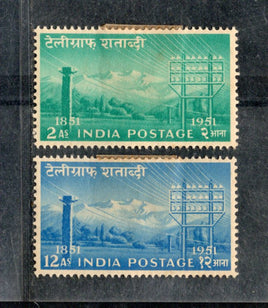 India 1953 Centenary of Indian Telegraph Phila-310-11 Mounted Mint # 1838
