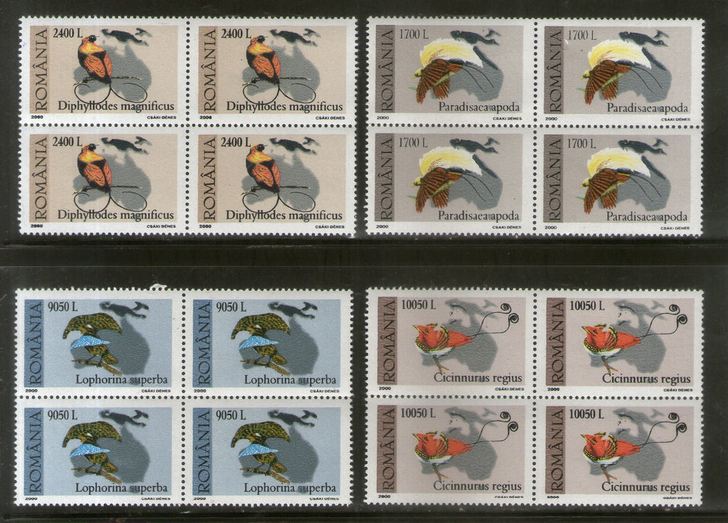 Romania 2000 Birds Fauna Wildlife 4v BLK/4 MNH # 188b