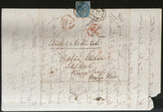 India 1864 Formula Letter Sheet f.w. QV ½An t.w. 48 Duplex Bareilly Canc. to MIAN MIR Now in Pakistan with Red Cds # 19007