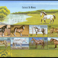 Central African Rep. 1999 Breeds of Horses Animal Sc 1286 Sheetlet MNH # 19076