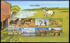 Central African Rep. 1999 Breeds of Horses Animal Sc 1286 Sheetlet MNH # 19076