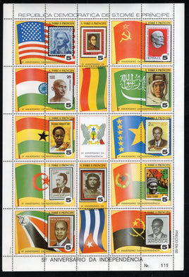 St. Thomas & Prince Islands 1980 Mahatma Gandhi & India Flag Stamps on Stamp Sheetlet # 19243
