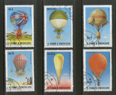 St. Thomas & Prince Is. 1979 Hot Air Balloons Aviation Transport 6v Sc 555-60 Cancelled # 1938a