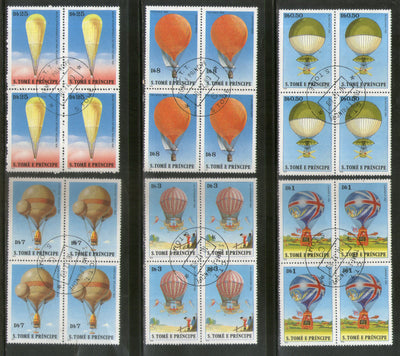 St. Thomas & Prince Is. 1979 Hot Air Balloons Aviation Transport BLK/4 Sc 555-60 Cancelled # 1938b